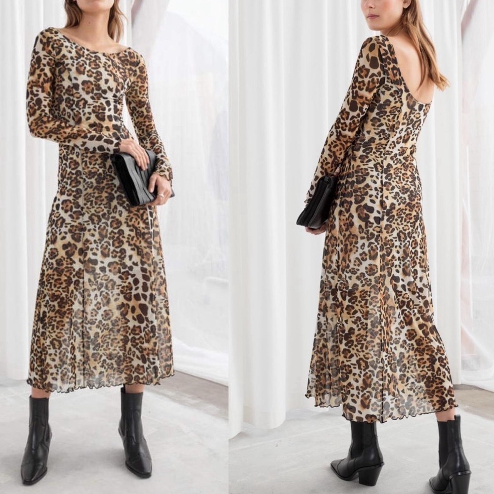 NWT Stockholm Atelier X Other Stories Leopard Bodycon Long Sleeve Dress Size 2 - Picture 2 of 10